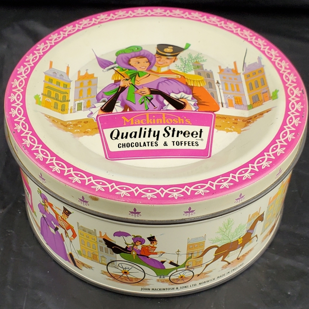 Mackintosh's VTG Quality Street Chocolates and Toffees Lithograph Tin UK - GUC